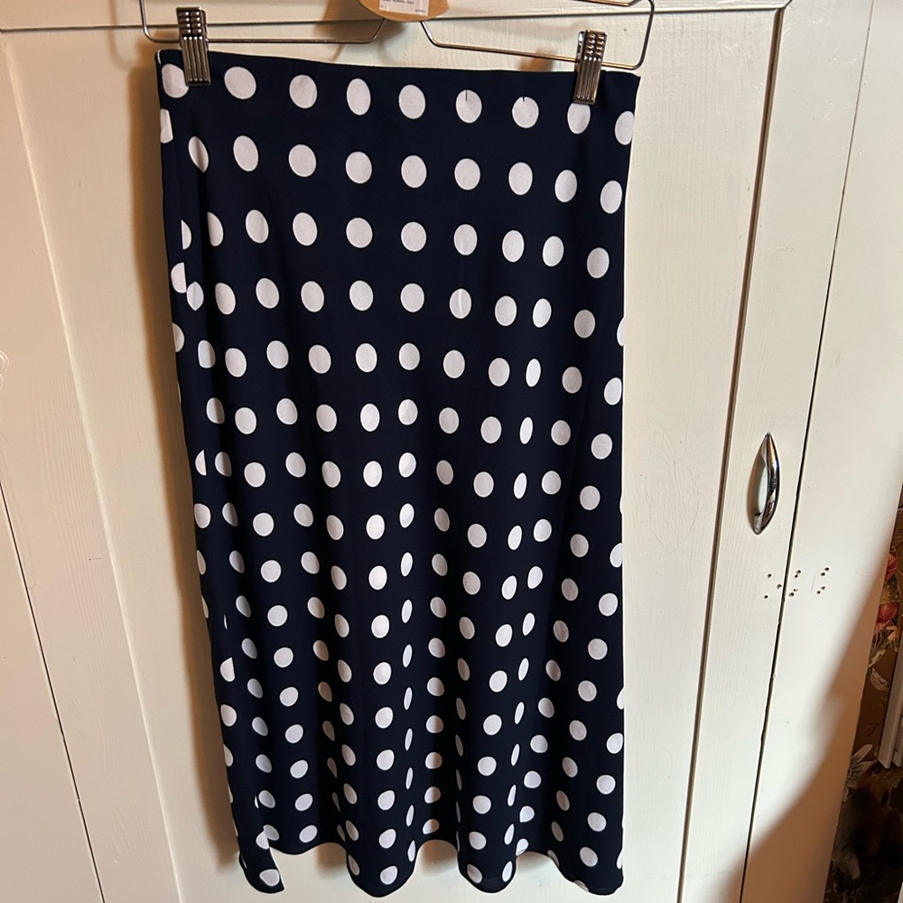 Halogen Bias Cut A-Line Skirt Size L Polka Dot Blue